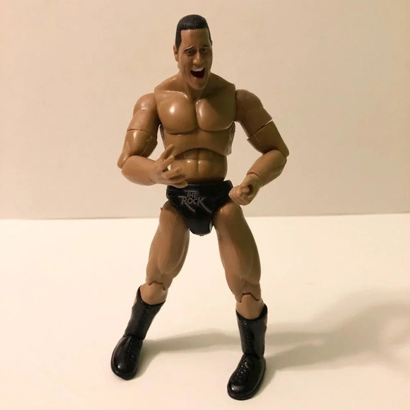 2000 WWF Jakks Pacific Finishing Moves Rock Bottom The Rock & Triple - Picture 2 of 16
